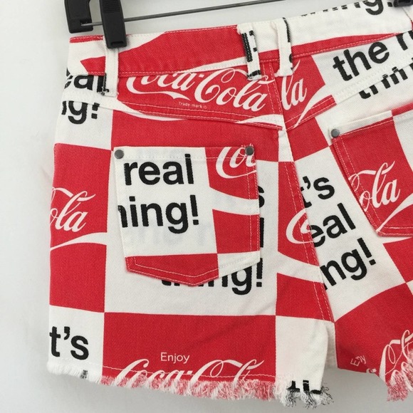 Coca Cola Denim Jean Shorts Size Medium High Waist - Picture 6 of 7